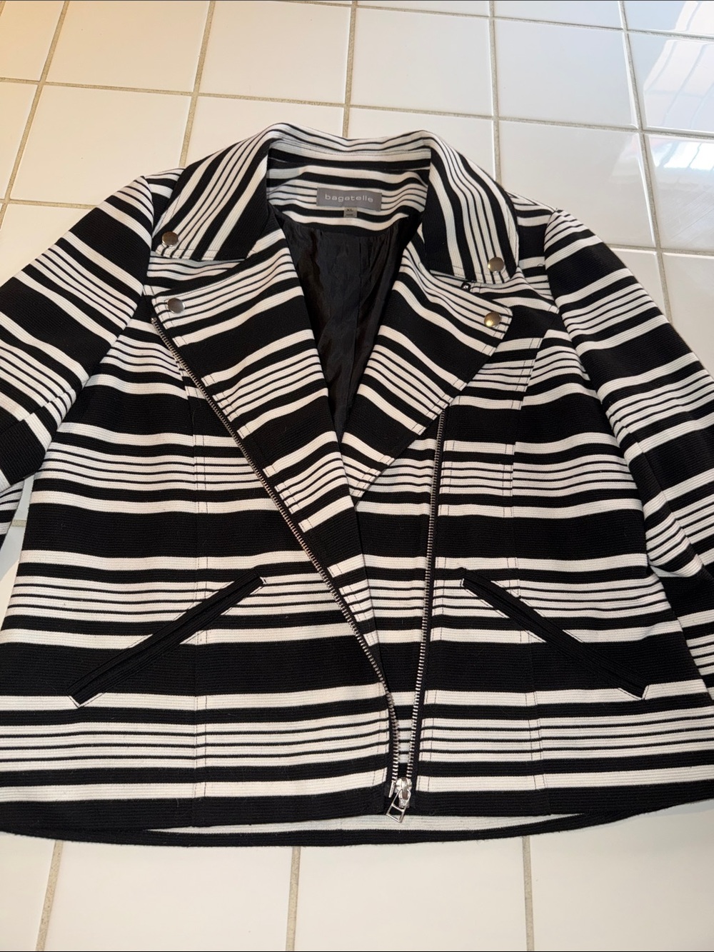 Bagatelle Moto jacket XL black and white stripe  🐈‍⬛